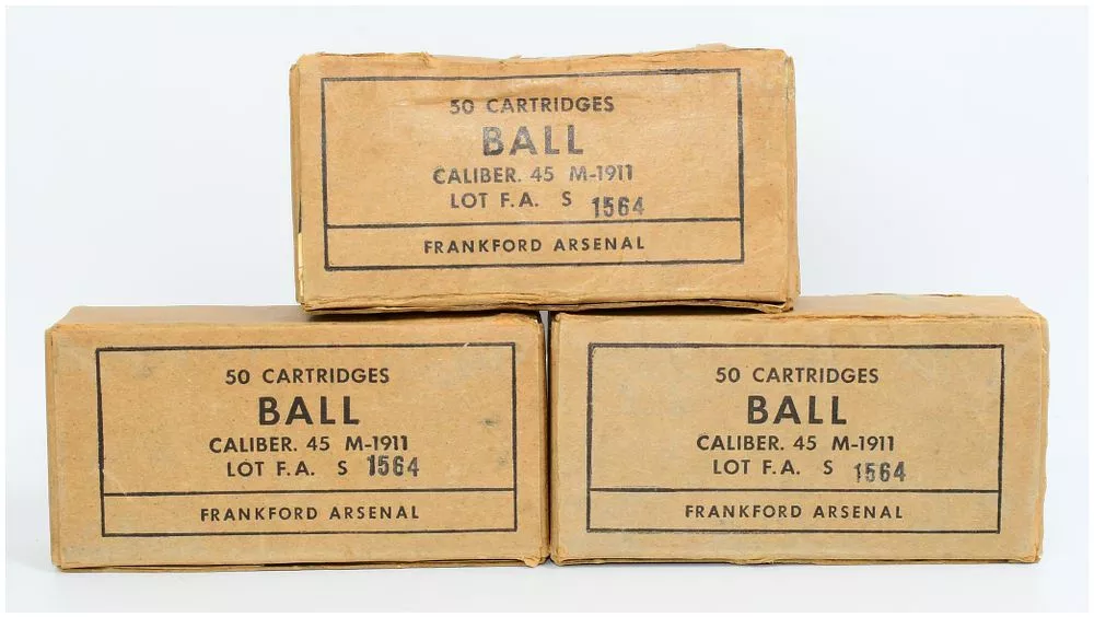 150 Rounds Frankford Arsenal .45 M1911 Ball Ammunition